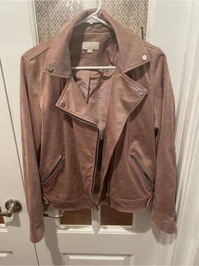LOFT Dusty Mauve Suede Moto Jacket